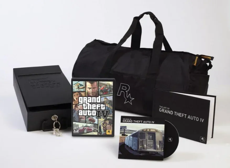 GTA IV Special Edition (2008). A deluxe edition bundling an art book, a soundtrack CD, a lockable lockbox, and more