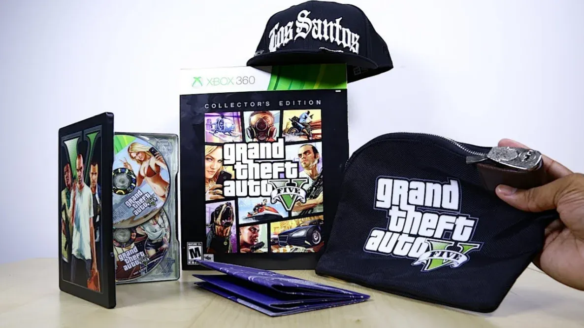 GTA V Special Edition. Includes a limited-art steelbook, a blueprint map, and in-game bonuses