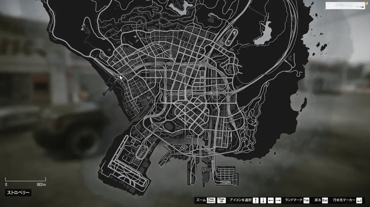 The map screen right after connecting to the server, with a character near Strawberry
